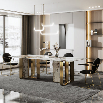 Glam Style Dining Rectangle Table Dining Sintered Stone Table for Home