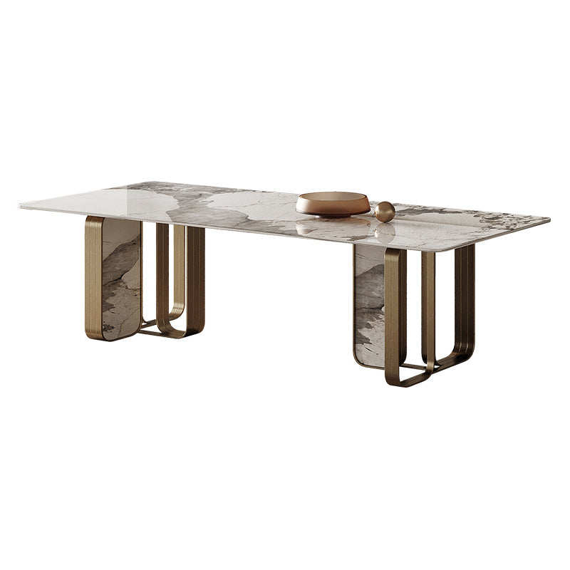 Glam Style Dining Rectangle Table Dining Sintered Stone Table for Home