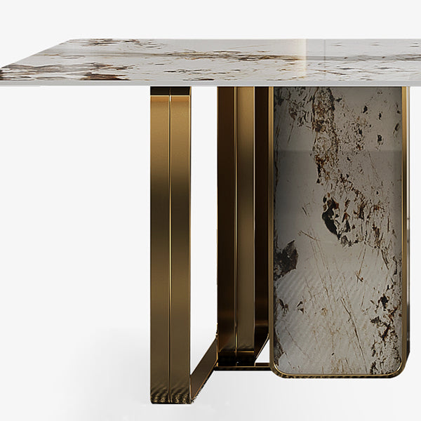 Glam Style Dining Rectangle Table Dining Sintered Stone Table for Home