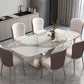 Glam Style Dining Rectangle Table Dining Sintered Stone Table for Home Use 63"L x 35.4"W x 29.5"H Without Chairs Clearhalo 'Dining Tables & Seating' 'Dining Tables' 'dining_table' 'furn' 'furn_dining_table' 'Furniture' 'Kitchen & Dining Furniture' 6277400