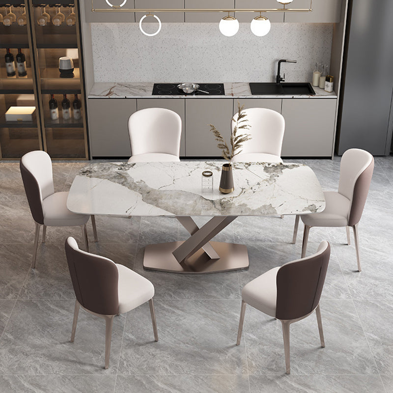 Glam Style Dining Rectangle Table Dining Sintered Stone Table for Home Use 70.9"L x 35.4"W x 29.5"H Without Chairs Clearhalo 'Dining Tables & Seating' 'Dining Tables' 'dining_table' 'furn' 'furn_dining_table' 'Furniture' 'Kitchen & Dining Furniture' 6277401