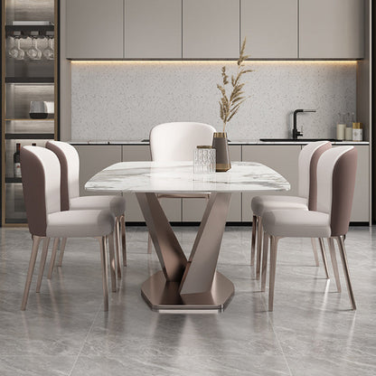 Glam Style Dining Rectangle Table Dining Sintered Stone Table for Home Use 51.2"L x 27.6"W x 29.5"H Without Chairs Clearhalo 'Dining Tables & Seating' 'Dining Tables' 'dining_table' 'furn' 'furn_dining_table' 'Furniture' 'Kitchen & Dining Furniture' 6277402