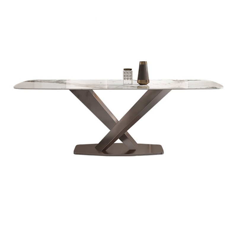 Glam Style Dining Rectangle Table Dining Sintered Stone Table for Home Use 63"L x 31.5"W x 29.5"H Without Chairs Clearhalo 'Dining Tables & Seating' 'Dining Tables' 'dining_table' 'furn' 'furn_dining_table' 'Furniture' 'Kitchen & Dining Furniture' 6277403