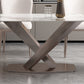 Glam Style Dining Rectangle Table Dining Sintered Stone Table for Home Use Clearhalo 'Dining Tables & Seating' 'Dining Tables' 'dining_table' 'furn' 'furn_dining_table' 'Furniture' 'Kitchen & Dining Furniture' 6277406