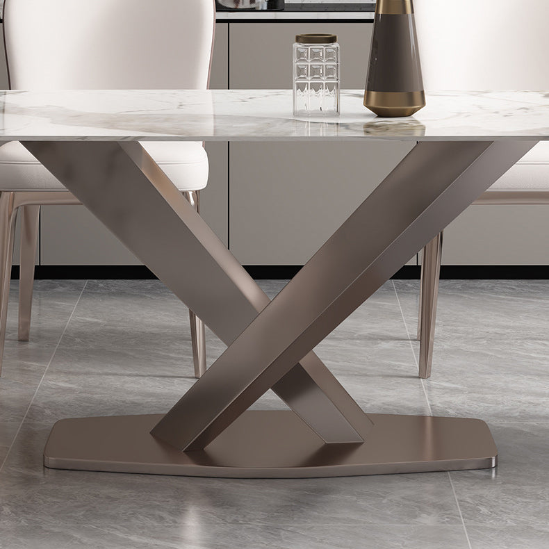 Glam Style Dining Rectangle Table Dining Sintered Stone Table for Home Use Clearhalo 'Dining Tables & Seating' 'Dining Tables' 'dining_table' 'furn' 'furn_dining_table' 'Furniture' 'Kitchen & Dining Furniture' 6277406