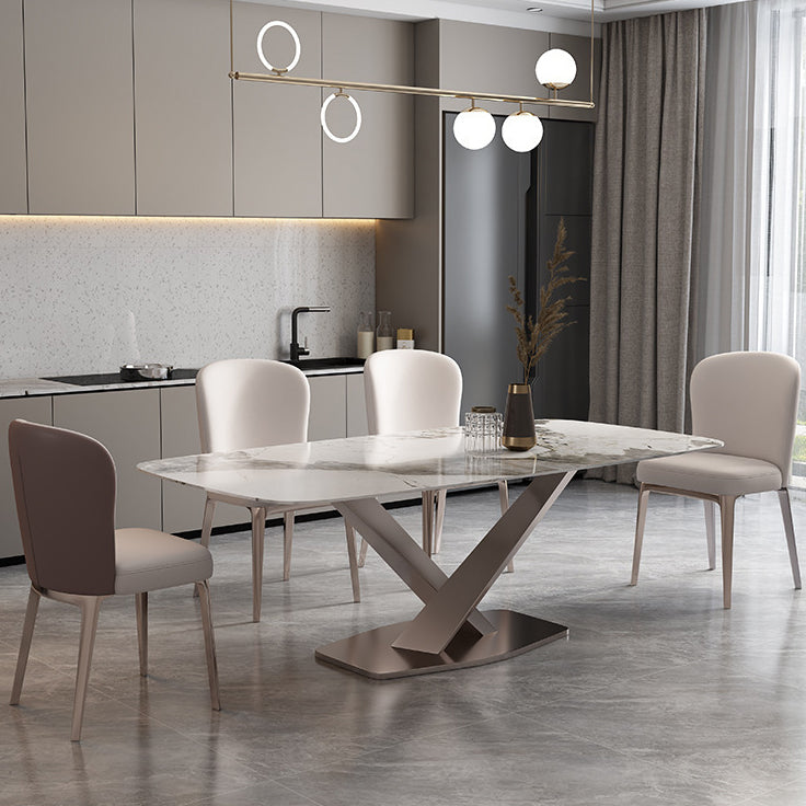 Glam Style Dining Rectangle Table Dining Sintered Stone Table for Home Use Clearhalo 'Dining Tables & Seating' 'Dining Tables' 'dining_table' 'furn' 'furn_dining_table' 'Furniture' 'Kitchen & Dining Furniture' 6277408