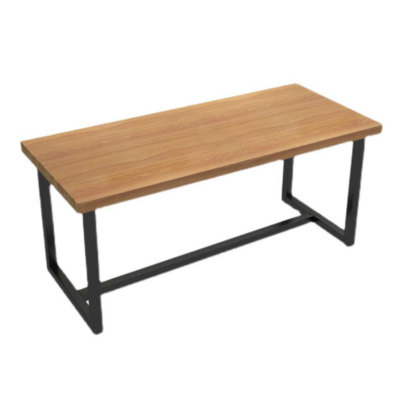 Mesa de comedor rectangular con base negra, mesa moderna de madera de pino para cocina