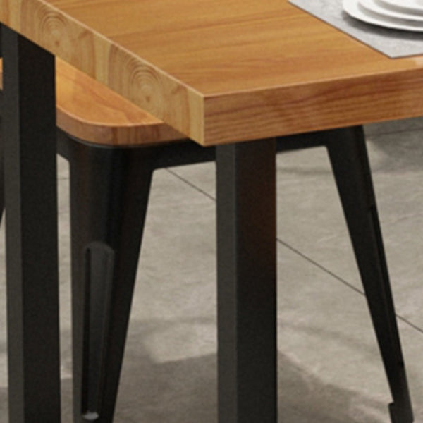 Mesa de comedor rectangular con base negra, mesa moderna de madera de pino para cocina