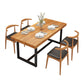 Mesa de comedor rectangular con base negra, mesa moderna de madera de pino para cocina