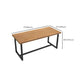 Mesa de comedor rectangular con base negra, mesa moderna de madera de pino para cocina