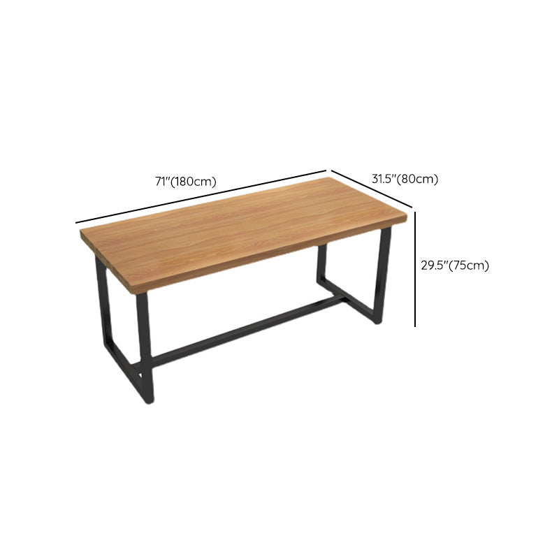 Mesa de comedor rectangular con base negra, mesa moderna de madera de pino para cocina