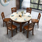 Round Stone Top Dining Table Drop-Leaf Dinner Room Kitchen Table with Wood Base Brown 59.1"L x 59.1"W x 29.9"H Without Chairs Clearhalo 'Dining Tables & Seating' 'Dining Tables' 'dining_table' 'furn' 'furn_dining_table' 'Furniture' 'Kitchen & Dining Furniture' 6277478