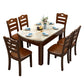Round Stone Top Dining Table Drop-Leaf Dinner Room Kitchen Table with Wood Base Clearhalo 'Dining Tables & Seating' 'Dining Tables' 'dining_table' 'furn' 'furn_dining_table' 'Furniture' 'Kitchen & Dining Furniture' 6277482