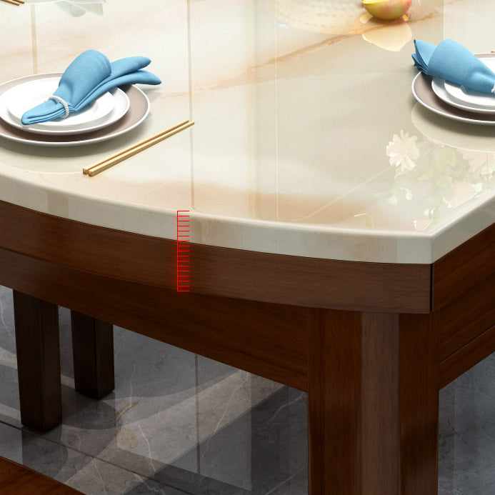 Round Stone Top Dining Table Drop-Leaf Dinner Room Kitchen Table with Wood Base Clearhalo 'Dining Tables & Seating' 'Dining Tables' 'dining_table' 'furn' 'furn_dining_table' 'Furniture' 'Kitchen & Dining Furniture' 6277484