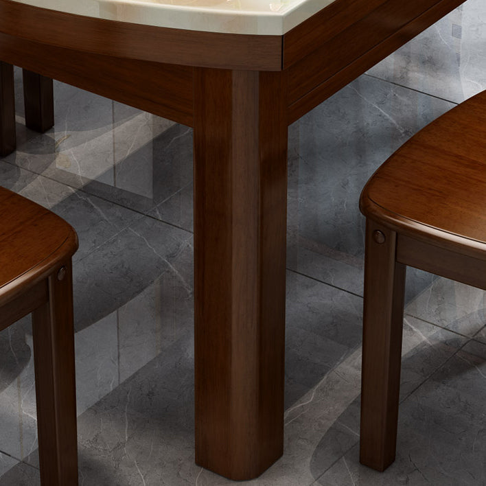 Round Stone Top Dining Table Drop-Leaf Dinner Room Kitchen Table with Wood Base Clearhalo 'Dining Tables & Seating' 'Dining Tables' 'dining_table' 'furn' 'furn_dining_table' 'Furniture' 'Kitchen & Dining Furniture' 6277486