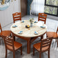 Round Stone Top Dining Table Drop-Leaf Dinner Room Kitchen Table with Wood Base Clearhalo 'Dining Tables & Seating' 'Dining Tables' 'dining_table' 'furn' 'furn_dining_table' 'Furniture' 'Kitchen & Dining Furniture' 6277487