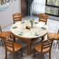Round Stone Top Dining Table Drop-Leaf Dinner Room Kitchen Table with Wood Base Clearhalo 'Dining Tables & Seating' 'Dining Tables' 'dining_table' 'furn' 'furn_dining_table' 'Furniture' 'Kitchen & Dining Furniture' 6277488