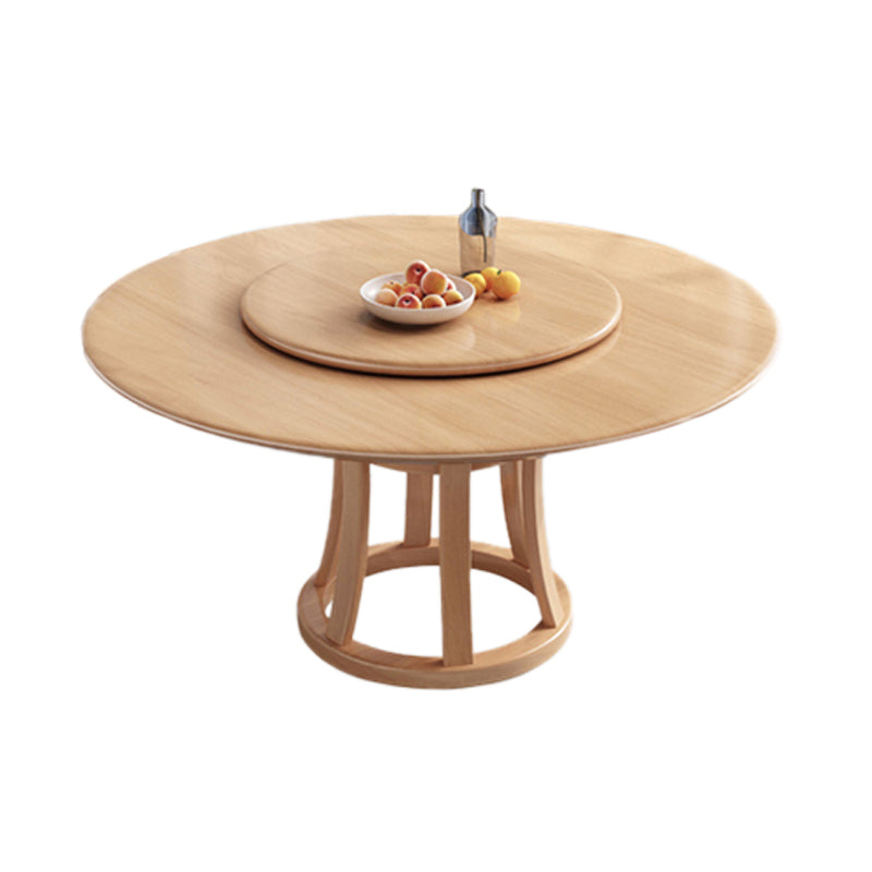 Round Table Solid Wood Table with Turntable for Home and Kitchen Natural Without Chairs Clearhalo 'Dining Tables & Seating' 'Dining Tables' 'dining_table' 'furn' 'furn_dining_table' 'Furniture' 'Kitchen & Dining Furniture' 6277493