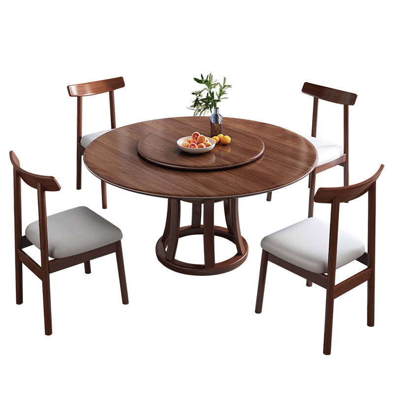 Round Table Solid Wood Table with Turntable for Home and Kitchen Clearhalo 'Dining Tables & Seating' 'Dining Tables' 'dining_table' 'furn' 'furn_dining_table' 'Furniture' 'Kitchen & Dining Furniture' 6277496