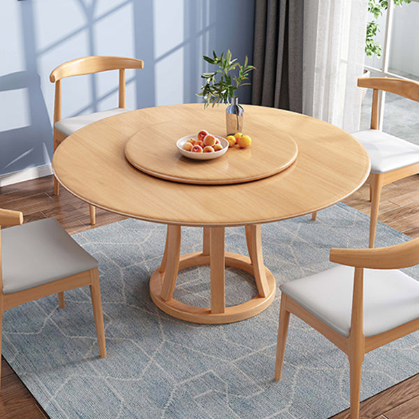 Round Table Solid Wood Table with Turntable for Home and Kitchen Clearhalo 'Dining Tables & Seating' 'Dining Tables' 'dining_table' 'furn' 'furn_dining_table' 'Furniture' 'Kitchen & Dining Furniture' 6277507