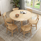 Round Home Kitchen Dinner Furniture Drop Leaf Rubberwood Solid Wood Dining Table Natural 43.3"L x 43.3"W x 29.1"H Without Chairs Clearhalo 'Dining Tables & Seating' 'Dining Tables' 'dining_table' 'furn' 'furn_dining_table' 'Furniture' 'Kitchen & Dining Furniture' 6277515