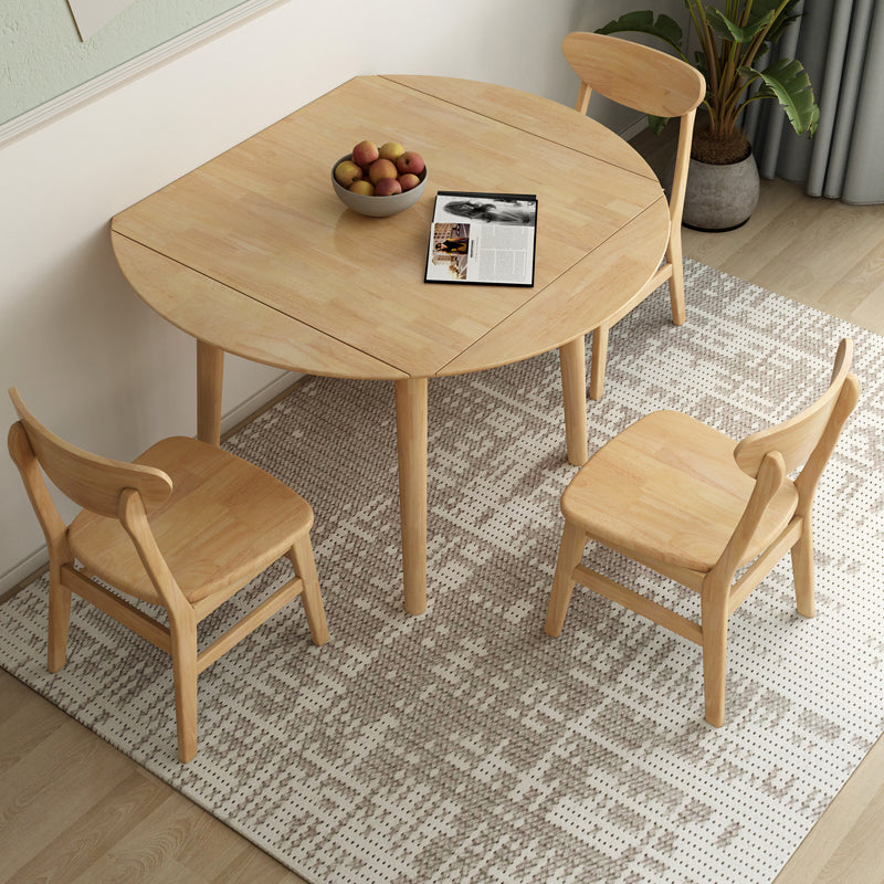 Round Home Kitchen Dinner Furniture Drop Leaf Rubberwood Solid Wood Dining Table Natural 47.2"L x 47.2"W x 29.1"H Without Chairs Clearhalo 'Dining Tables & Seating' 'Dining Tables' 'dining_table' 'furn' 'furn_dining_table' 'Furniture' 'Kitchen & Dining Furniture' 6277516
