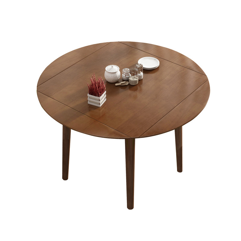 Round Home Kitchen Dinner Furniture Drop Leaf Rubberwood Solid Wood Dining Table Brown Without Chairs Clearhalo 'Dining Tables & Seating' 'Dining Tables' 'dining_table' 'furn' 'furn_dining_table' 'Furniture' 'Kitchen & Dining Furniture' 6277518