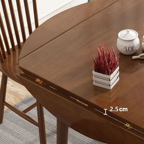 Round Home Kitchen Dinner Furniture Drop Leaf Rubberwood Solid Wood Dining Table Clearhalo 'Dining Tables & Seating' 'Dining Tables' 'dining_table' 'furn' 'furn_dining_table' 'Furniture' 'Kitchen & Dining Furniture' 6277519