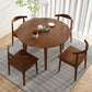 Round Home Kitchen Dinner Furniture Drop Leaf Rubberwood Solid Wood Dining Table Clearhalo 'Dining Tables & Seating' 'Dining Tables' 'dining_table' 'furn' 'furn_dining_table' 'Furniture' 'Kitchen & Dining Furniture' 6277524