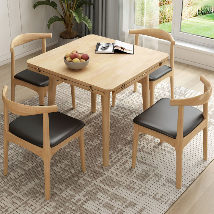 Round Home Kitchen Dinner Furniture Drop Leaf Rubberwood Solid Wood Dining Table Clearhalo 'Dining Tables & Seating' 'Dining Tables' 'dining_table' 'furn' 'furn_dining_table' 'Furniture' 'Kitchen & Dining Furniture' 6277525