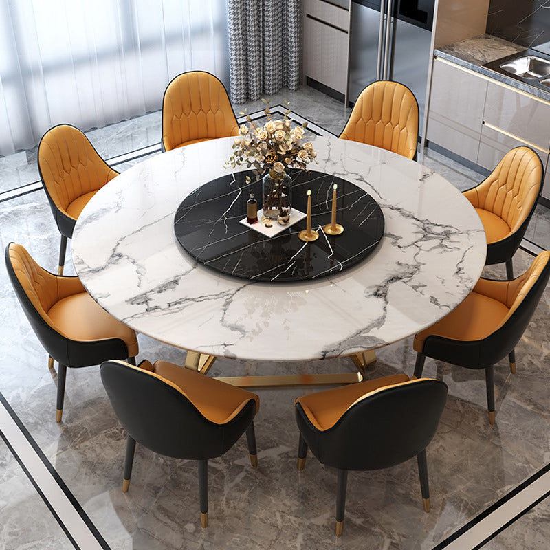 Traditional Luxury Dining Table Round Dining Table for Dinner Room Black White Without Chairs Clearhalo 'Dining Tables & Seating' 'Dining Tables' 'dining_table' 'furn' 'furn_dining_table' 'Furniture' 'Kitchen & Dining Furniture' 6277533