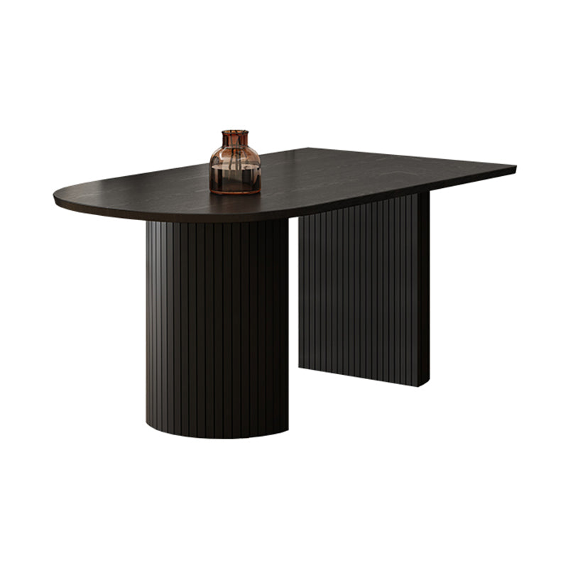 Double Pedestal Dining Table Modern Table for Home and Kitchen Free Form Solid Wood Clearhalo 'Dining Tables & Seating' 'Dining Tables' 'dining_table' 'furn' 'furn_dining_table' 'Furniture' 'Kitchen & Dining Furniture' 6277549