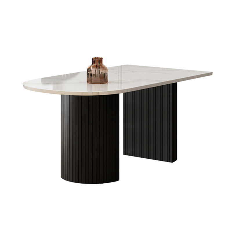 Double Pedestal Dining Table Modern Table for Home and Kitchen Free Form Marble Clearhalo 'Dining Tables & Seating' 'Dining Tables' 'dining_table' 'furn' 'furn_dining_table' 'Furniture' 'Kitchen & Dining Furniture' 6277551