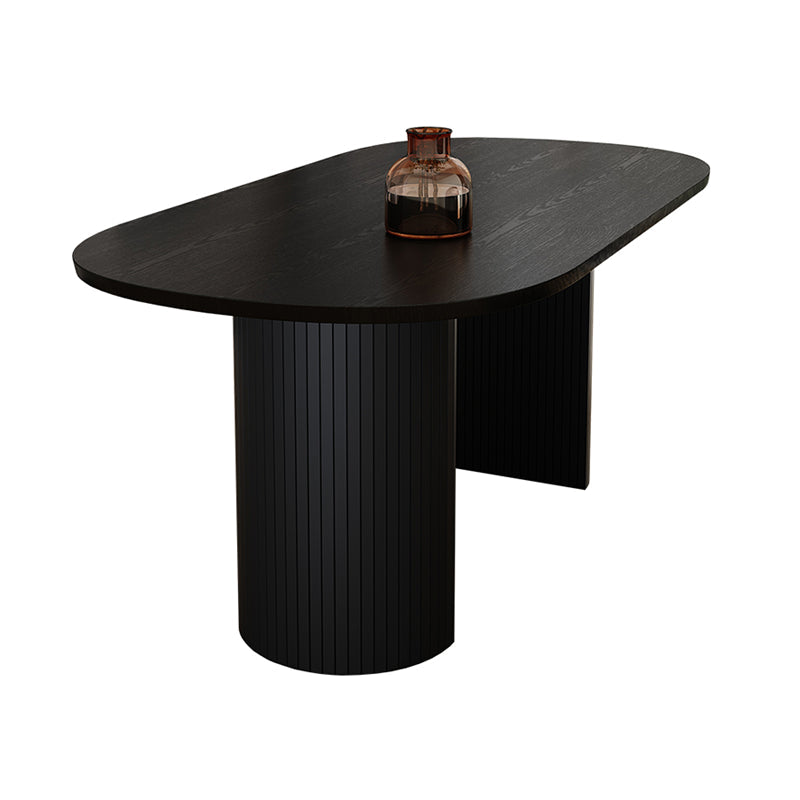 Double Pedestal Dining Table Modern Table for Home and Kitchen Oval Solid Wood Clearhalo 'Dining Tables & Seating' 'Dining Tables' 'dining_table' 'furn' 'furn_dining_table' 'Furniture' 'Kitchen & Dining Furniture' 6277553