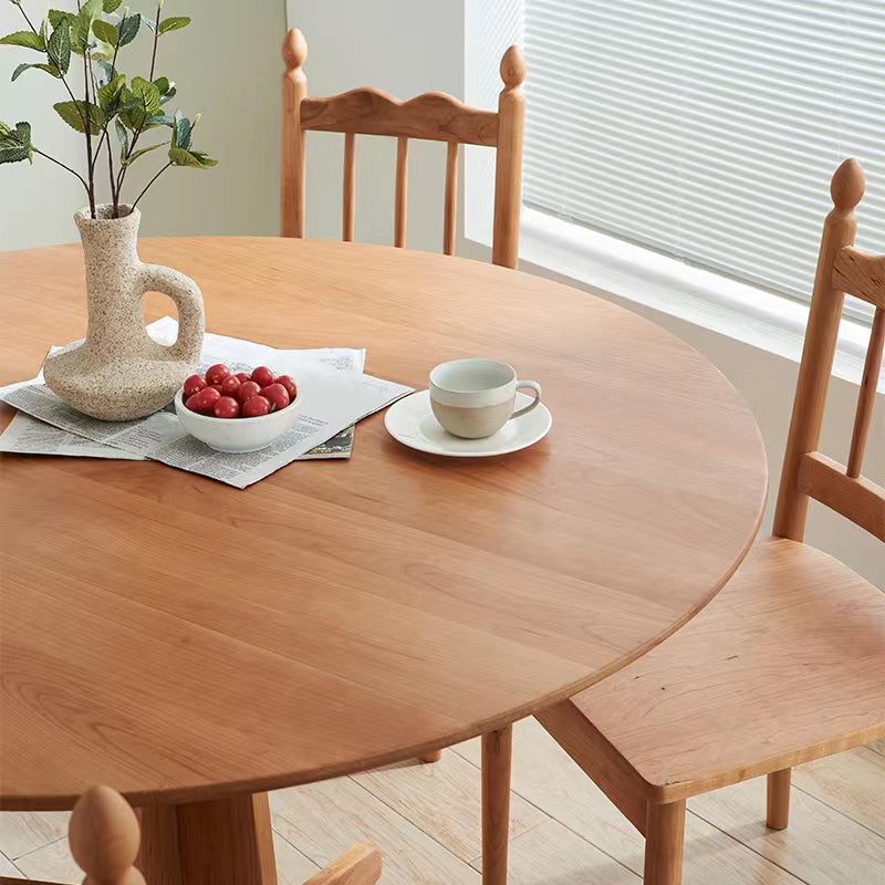 Round Wooden Dining Table Natural Home Kitchen Desk with Pedestal Base Clearhalo 'Dining Tables & Seating' 'Dining Tables' 'dining_table' 'furn' 'furn_dining_table' 'Furniture' 'Kitchen & Dining Furniture' 6277618