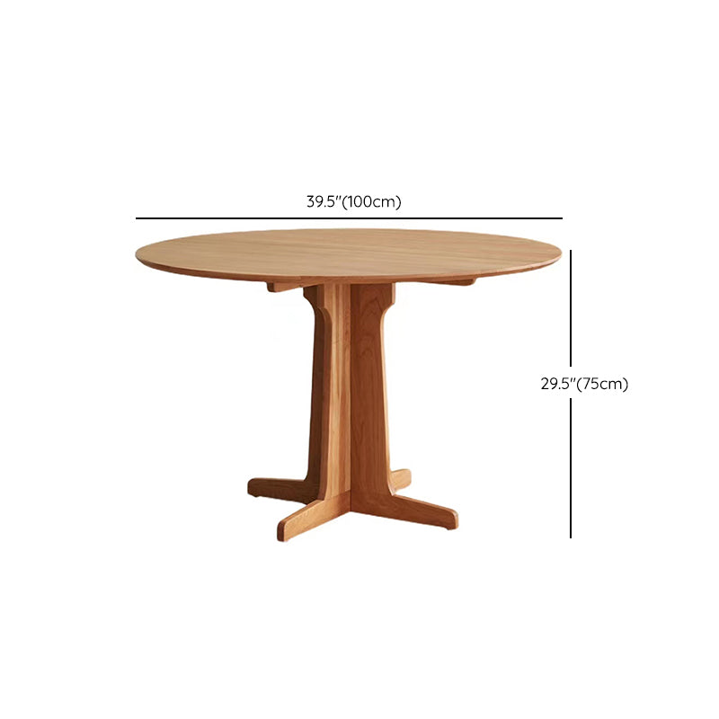 Round Wooden Dining Table Natural Home Kitchen Desk with Pedestal Base Clearhalo 'Dining Tables & Seating' 'Dining Tables' 'dining_table' 'furn' 'furn_dining_table' 'Furniture' 'Kitchen & Dining Furniture' 6277623