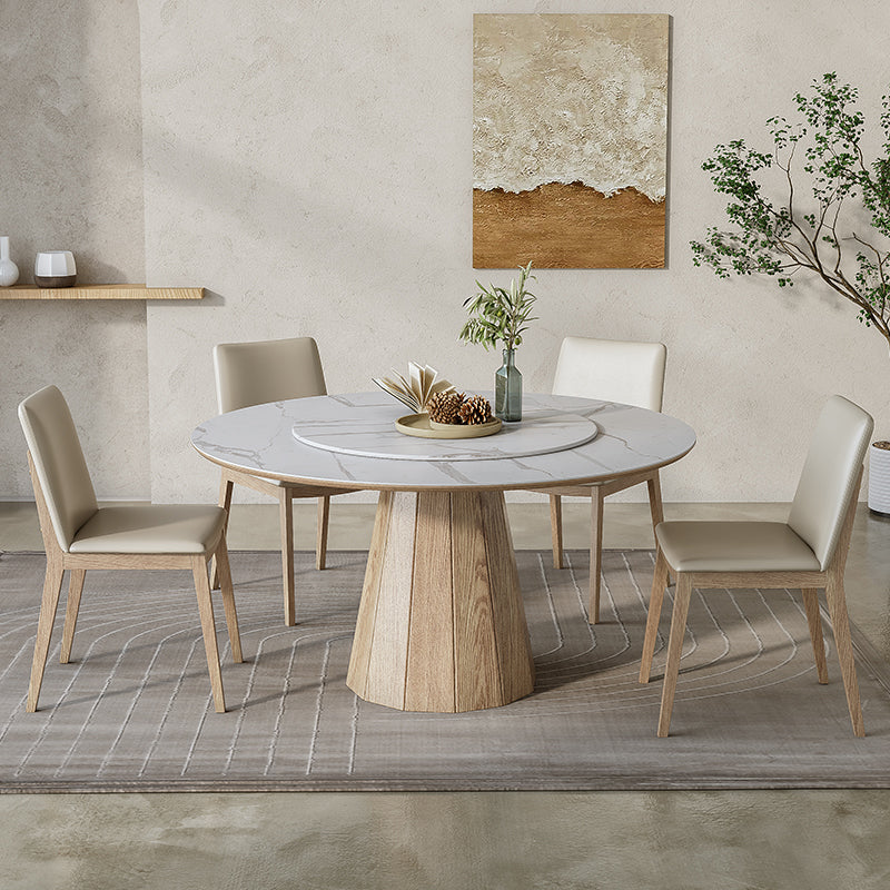 Modern Round Table White Sintered Stone Dining Table for Home 47.2"L x 47.2"W x 29.5"H Lazy Susan Without Chairs Clearhalo 'Dining Tables & Seating' 'Dining Tables' 'dining_table' 'furn' 'furn_dining_table' 'Furniture' 'Kitchen & Dining Furniture' 6277627