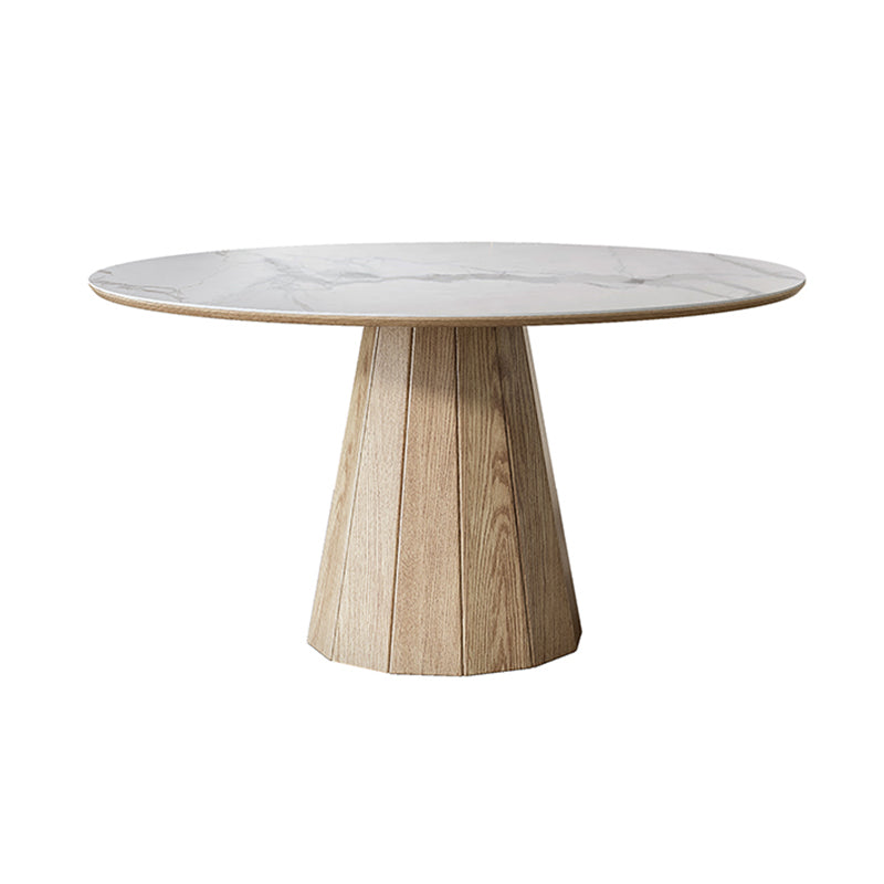 Modern Round Table White Sintered Stone Dining Table for Home Fixed Table Without Chairs Clearhalo 'Dining Tables & Seating' 'Dining Tables' 'dining_table' 'furn' 'furn_dining_table' 'Furniture' 'Kitchen & Dining Furniture' 6277628