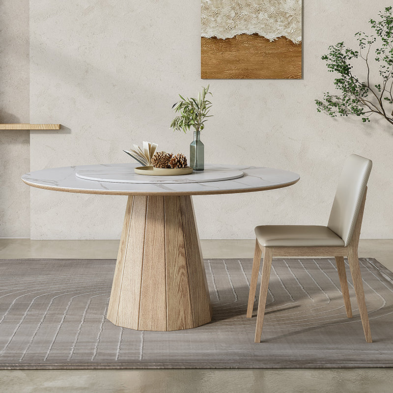 Modern Round Table White Sintered Stone Dining Table for Home 53.1"L x 53.1"W x 29.5"H Lazy Susan Without Chairs Clearhalo 'Dining Tables & Seating' 'Dining Tables' 'dining_table' 'furn' 'furn_dining_table' 'Furniture' 'Kitchen & Dining Furniture' 6277629