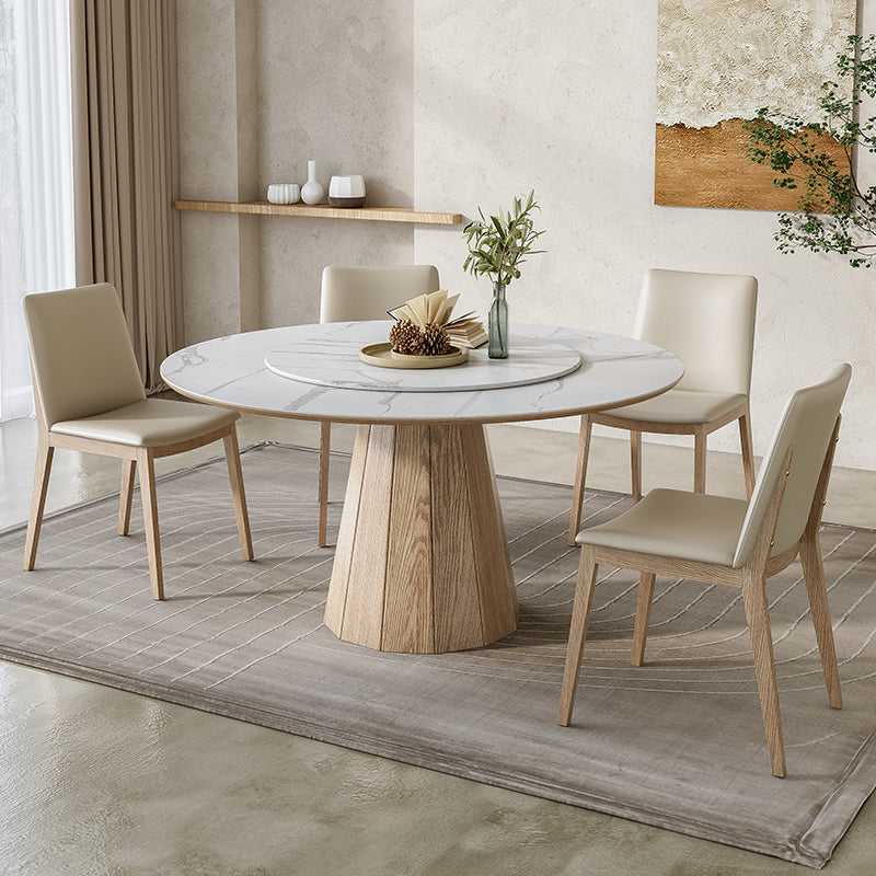 Modern Round Table White Sintered Stone Dining Table for Home 59.1"L x 59.1"W x 29.5"H Lazy Susan Without Chairs Clearhalo 'Dining Tables & Seating' 'Dining Tables' 'dining_table' 'furn' 'furn_dining_table' 'Furniture' 'Kitchen & Dining Furniture' 6277630