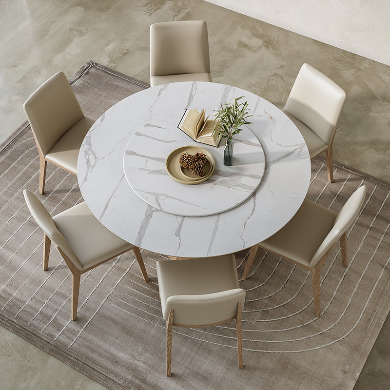 Modern Round Table White Sintered Stone Dining Table for Home Clearhalo 'Dining Tables & Seating' 'Dining Tables' 'dining_table' 'furn' 'furn_dining_table' 'Furniture' 'Kitchen & Dining Furniture' 6277631