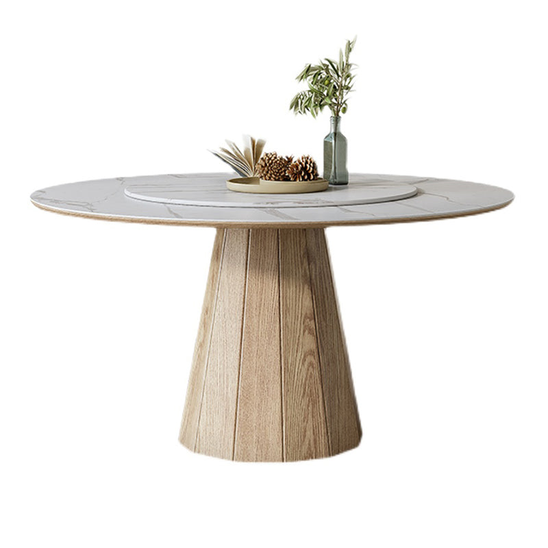 Modern Round Table White Sintered Stone Dining Table for Home 63"L x 63"W x 29.5"H Lazy Susan Without Chairs Clearhalo 'Dining Tables & Seating' 'Dining Tables' 'dining_table' 'furn' 'furn_dining_table' 'Furniture' 'Kitchen & Dining Furniture' 6277632