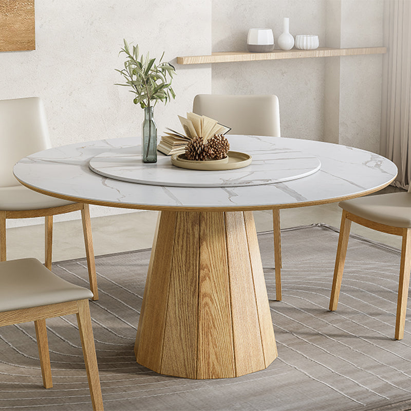 Modern Round Table White Sintered Stone Dining Table for Home Clearhalo 'Dining Tables & Seating' 'Dining Tables' 'dining_table' 'furn' 'furn_dining_table' 'Furniture' 'Kitchen & Dining Furniture' 6277636