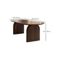 Mesa de madera maciza marrón con pedestal doble, mesa de cocina ovalada para comedor