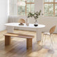 White Solid Wood Table Oval Dining Room Table with Double Pedestal