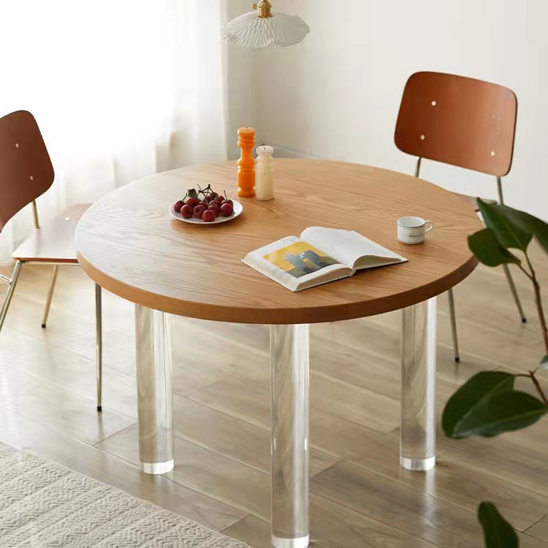 Modern Style Round Furniture Kitchen Dining Table with 3 Legs Wood Without Chairs Clearhalo 'Dining Tables & Seating' 'Dining Tables' 'dining_table' 'furn' 'furn_dining_table' 'Furniture' 'Kitchen & Dining Furniture' 6277699