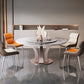 Modern Round Table Sintered Stone Dining Table with Turntable White Brown 51.2"L x 51.2"W x 29.9"H Without Chairs Clearhalo 'Dining Tables & Seating' 'Dining Tables' 'dining_table' 'furn' 'furn_dining_table' 'Furniture' 'Kitchen & Dining Furniture' 6277712