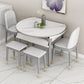 Slate and Wood Table Contemporary Retractable Round Dining Table Gray 47.2"L x 47.2"W x 29.5"H Without Chairs Clearhalo 'Dining Tables & Seating' 'Dining Tables' 'dining_table' 'furn' 'furn_dining_table' 'Furniture' 'Kitchen & Dining Furniture' 6277726