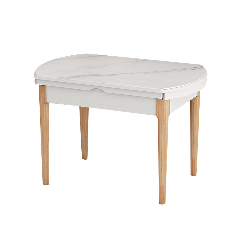 Slate and Wood Table Contemporary Retractable Round Dining Table Natural Without Chairs Clearhalo 'Dining Tables & Seating' 'Dining Tables' 'dining_table' 'furn' 'furn_dining_table' 'Furniture' 'Kitchen & Dining Furniture' 6277728