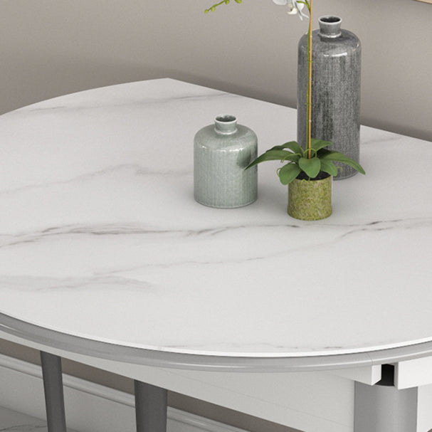 Slate and Wood Table Contemporary Retractable Round Dining Table Clearhalo 'Dining Tables & Seating' 'Dining Tables' 'dining_table' 'furn' 'furn_dining_table' 'Furniture' 'Kitchen & Dining Furniture' 6277732